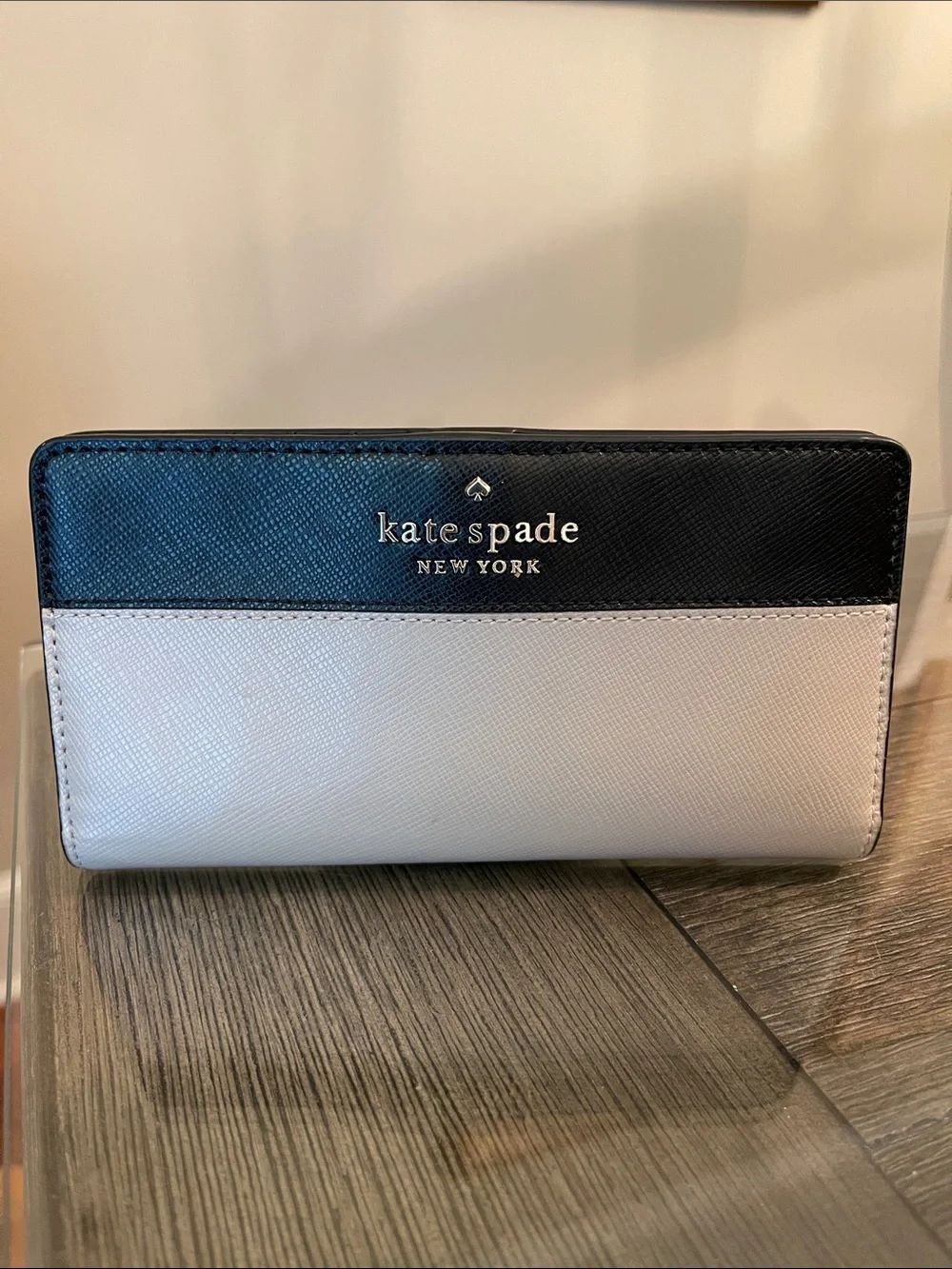 Kate Spade Staci Cameron Colorblock Slim Bifold Wallet Warm Beige & Black